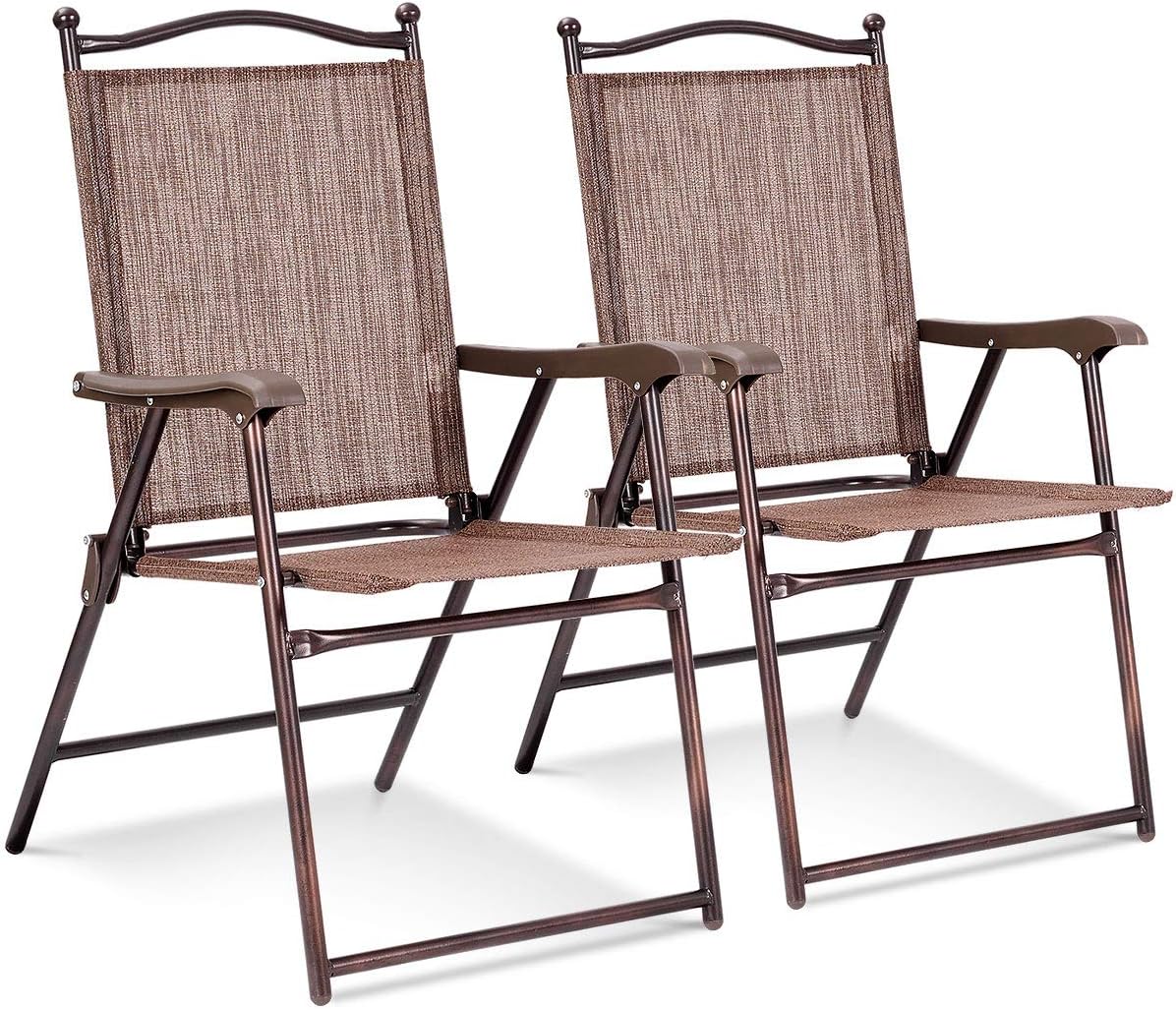 Set of 2 Yellow Metal Folding Patio Chairs L1694