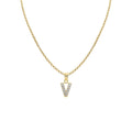 14K Yellow Gold Cubic Zirconia Initial Letter Pendant with 16" Chain Necklace P98913