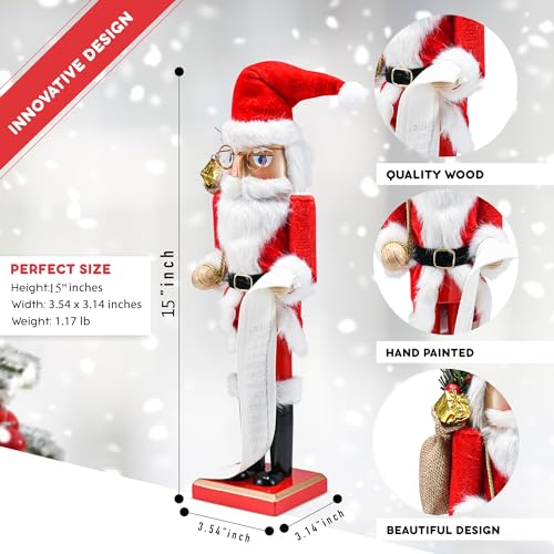 Wooden Nutcracker Santa Clause with Red Bag of Gifts 15" T36234