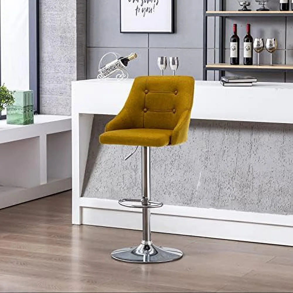 Adjustable Fabric Tufted Swivel Barstool with Back K160137