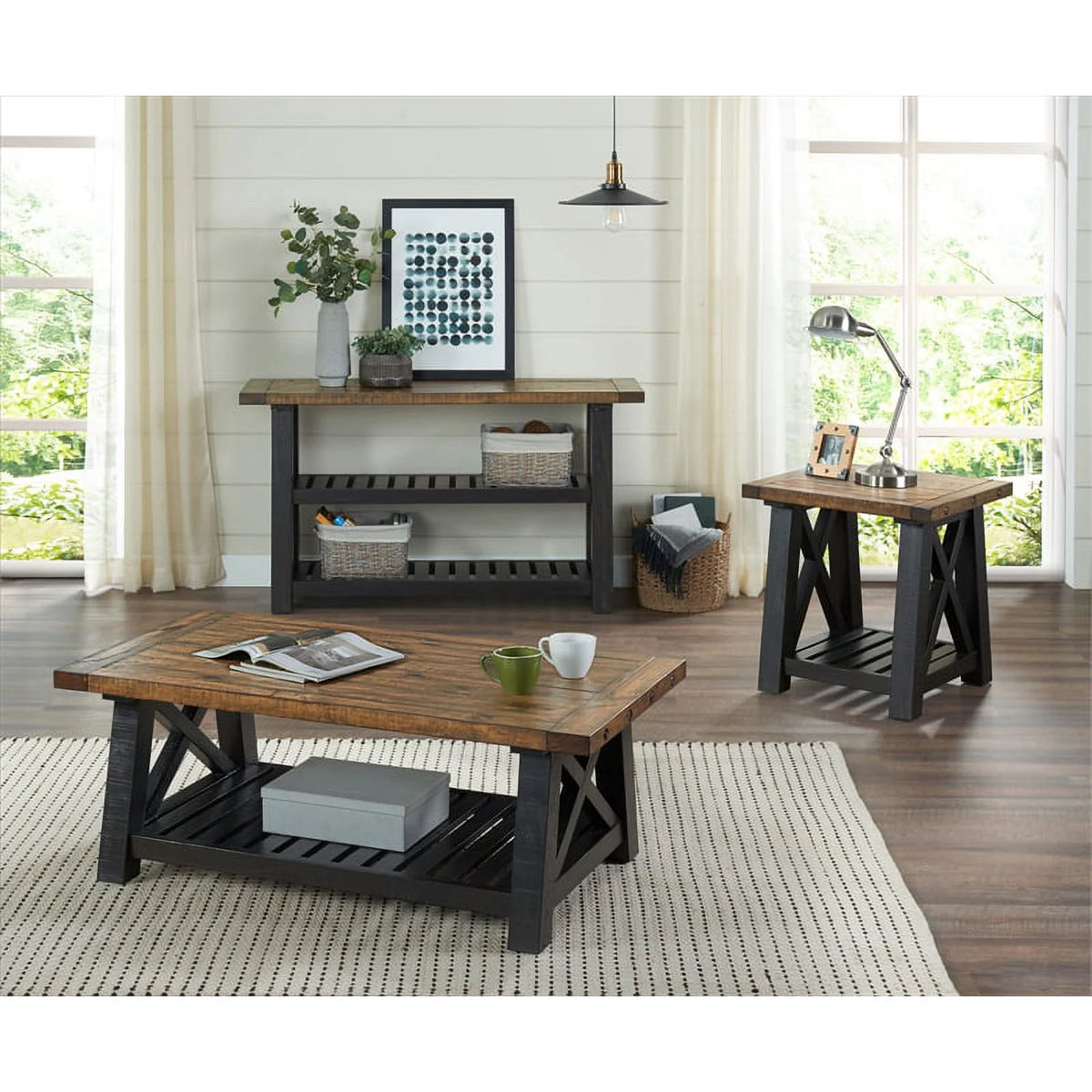 Black Solid Wood End Table Set of 2 H278837