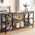 Rustic Brown 3 Tier Narrow Console Table with Storage Shelves T739861