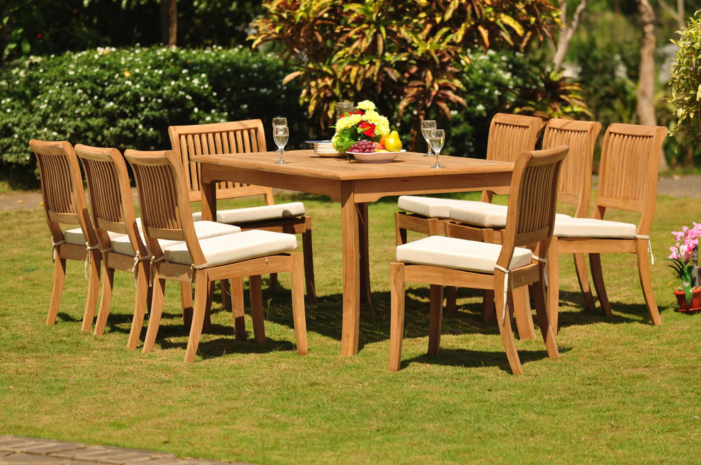 9 Pc Teak Dining Set with 8 Stacking Chairs F601