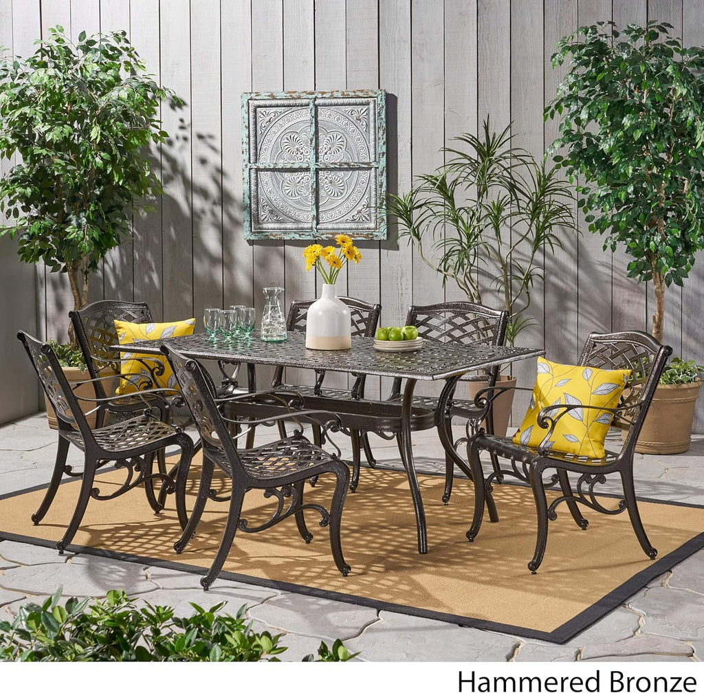 7 Pc Cast Aluminum Rectangular Dining Set O57928