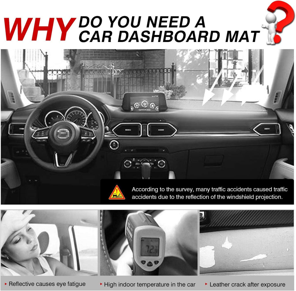 Dashboard Mat Cover for Mazda CX-5 2017-2022, Nonslip Dash Mat Protector, Pack of 2 Y7800