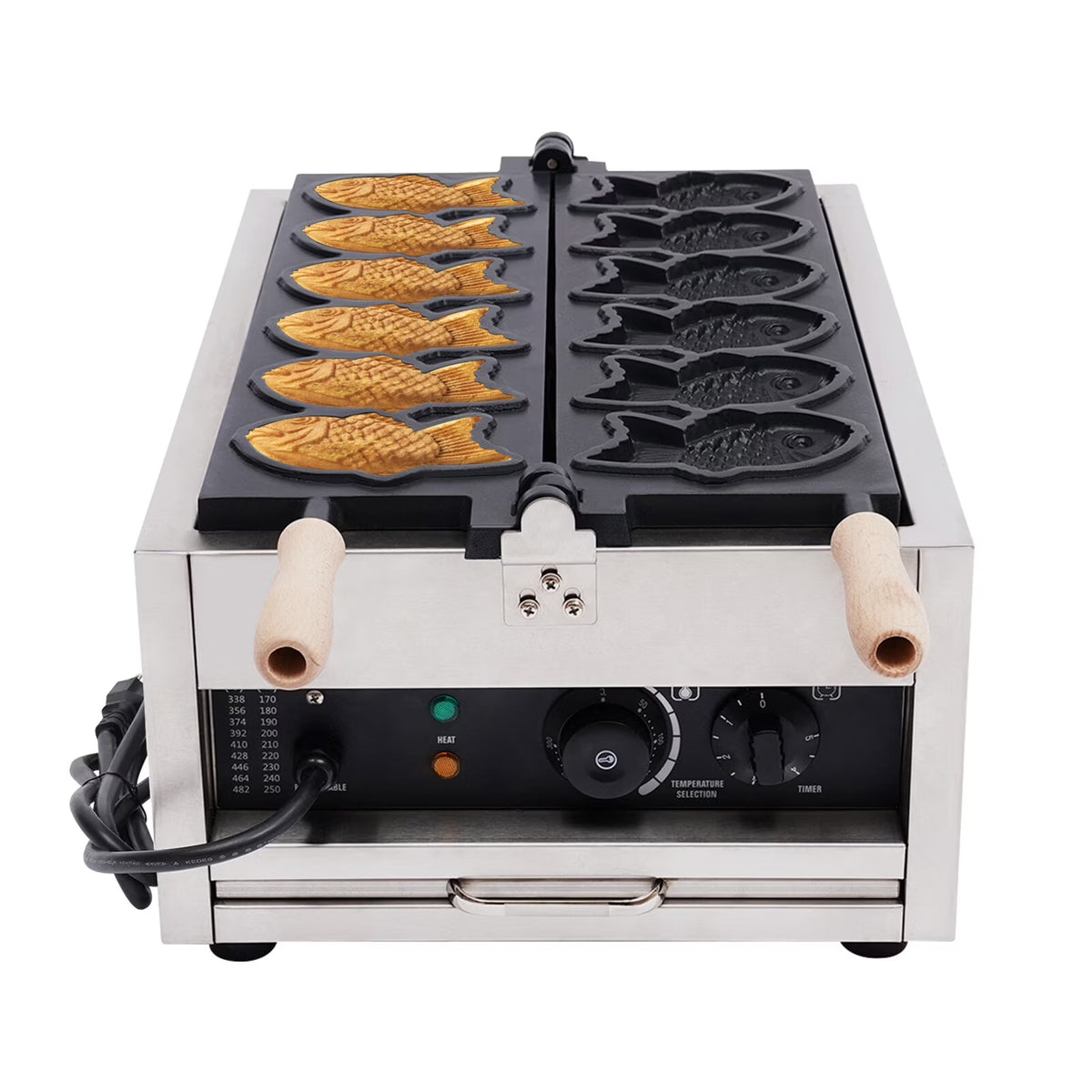 Electric Taiyaki Fish Waffle Maker, Stainless Steel Non-stick Waffle Iron H341669
