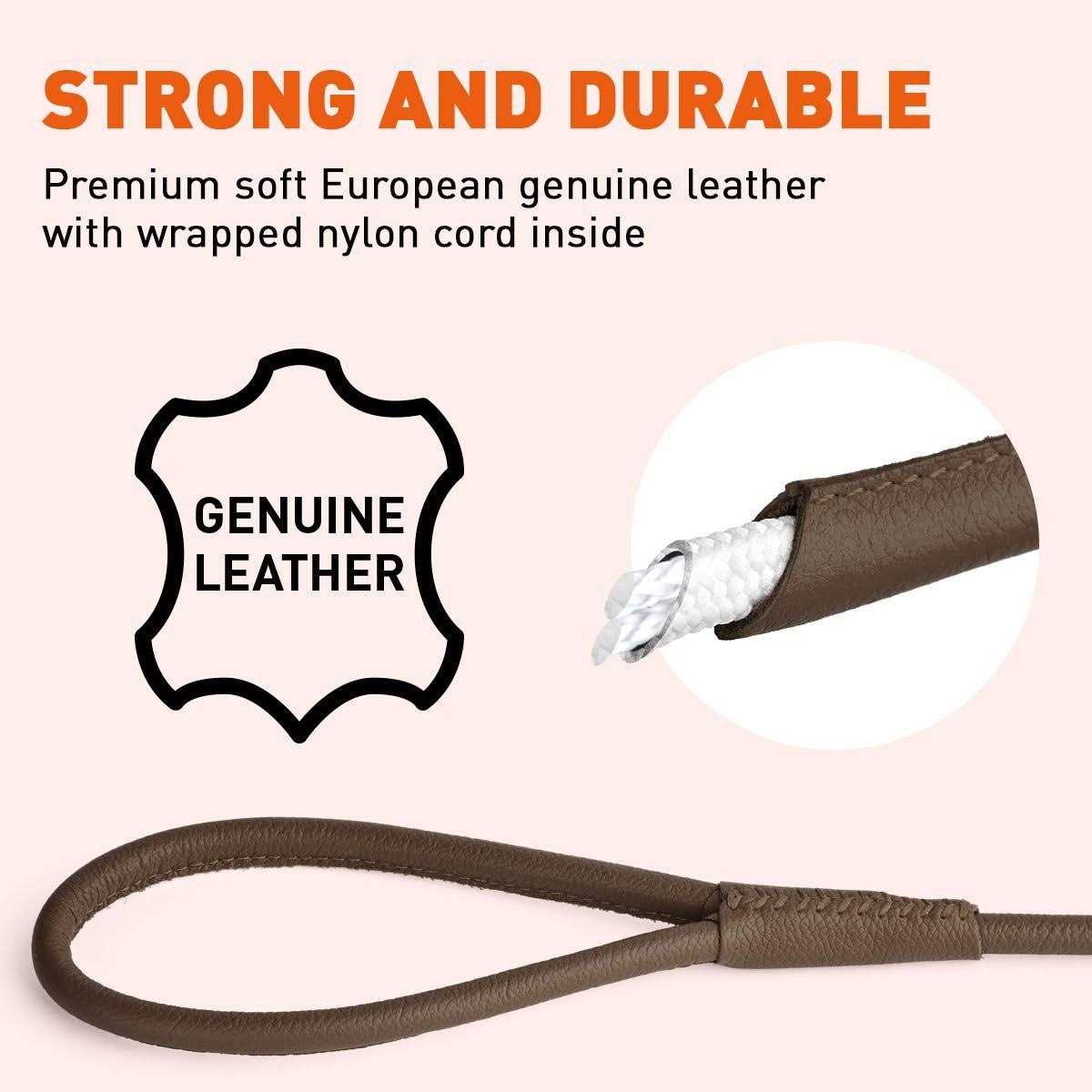 Soft Leather Round Leash N1503