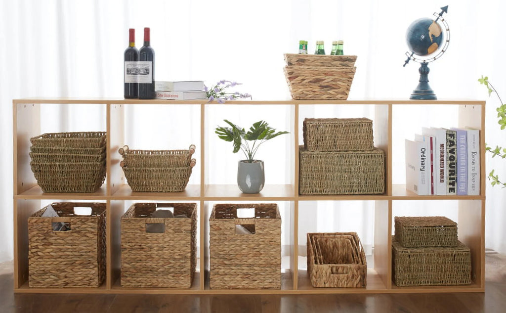 12x12x12 4 Pack Water Hyacinth Wicker Cube Storage Baskets M5571