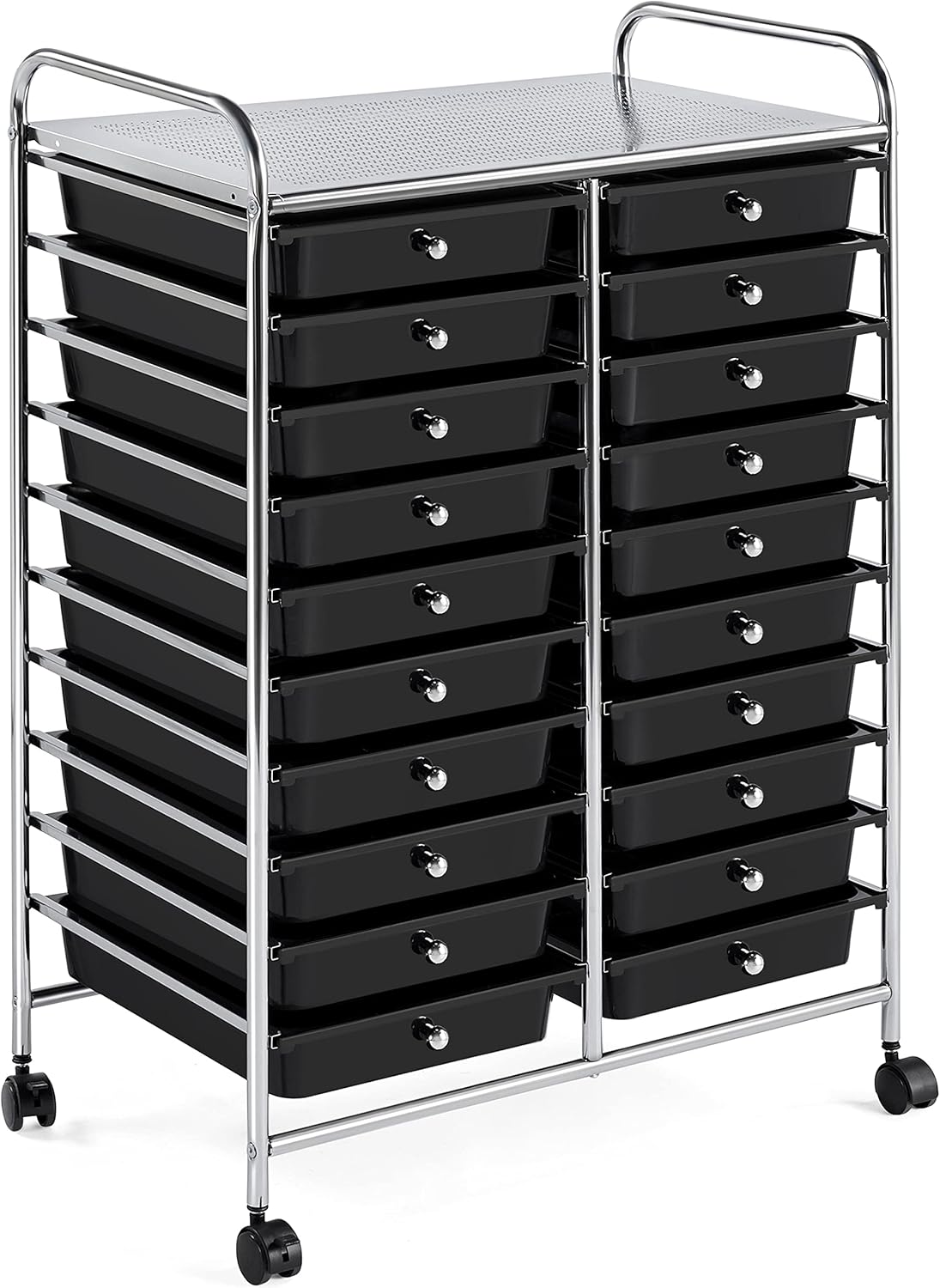 20 Drawers Rolling Storage Cart Black Q48716