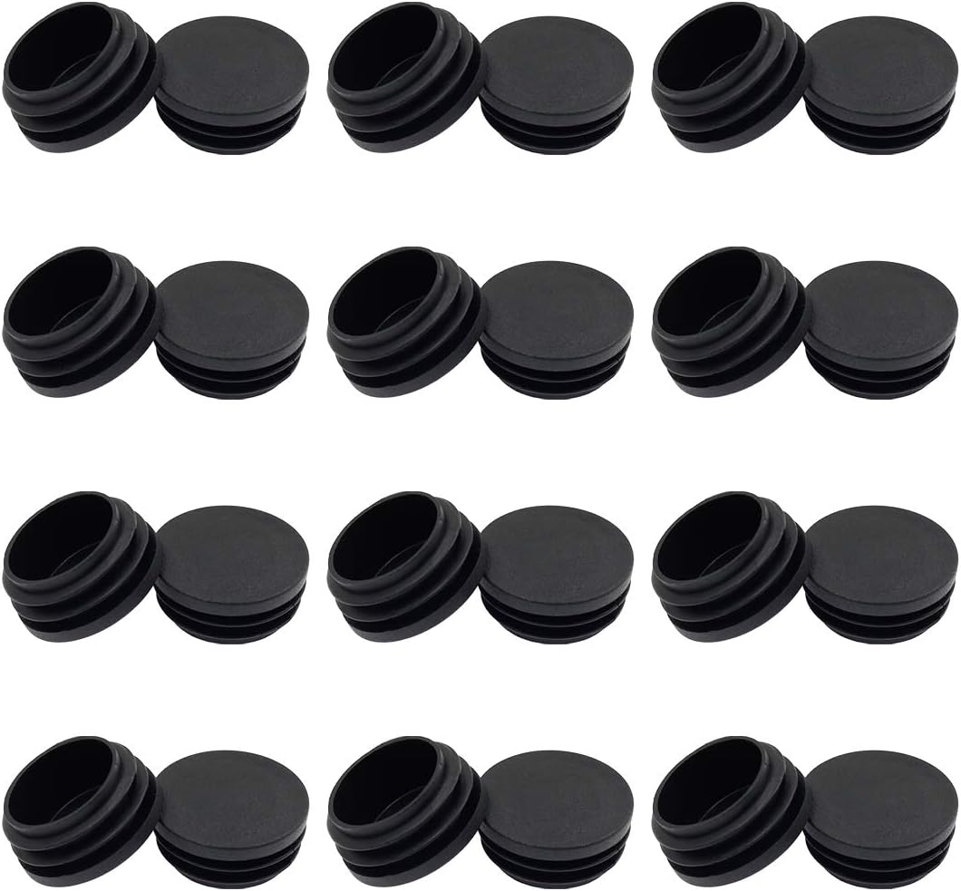 12.5mm Round Black Plastic End Cap Pack of 2 F856