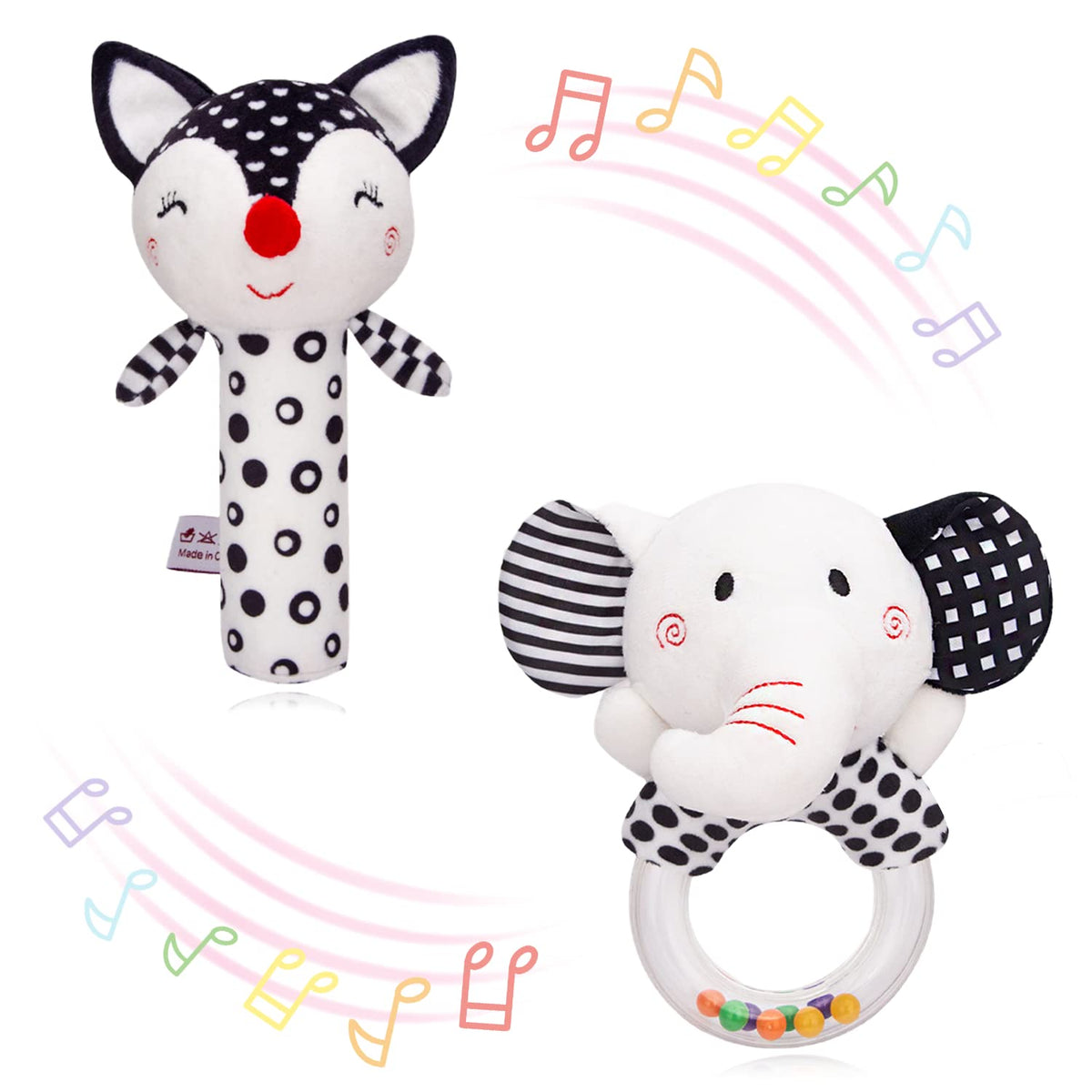 Baby Soft Rattles Teether Plush Rings for Infants I69825