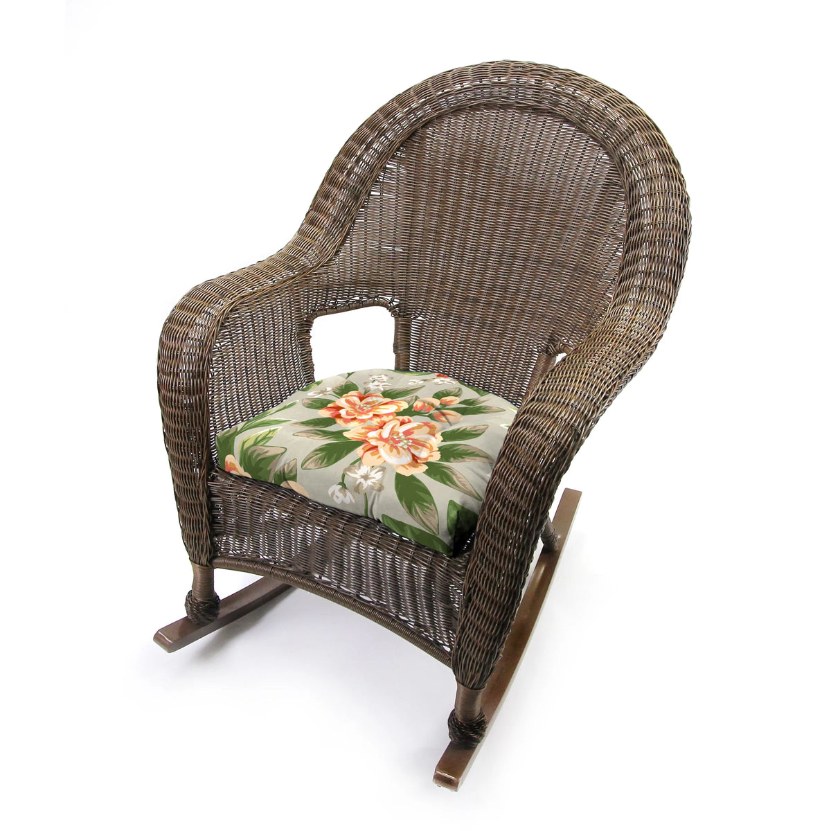 Grey Floral Square Tufted Outdoor Wicker Seat Cushion 2 Pack A336