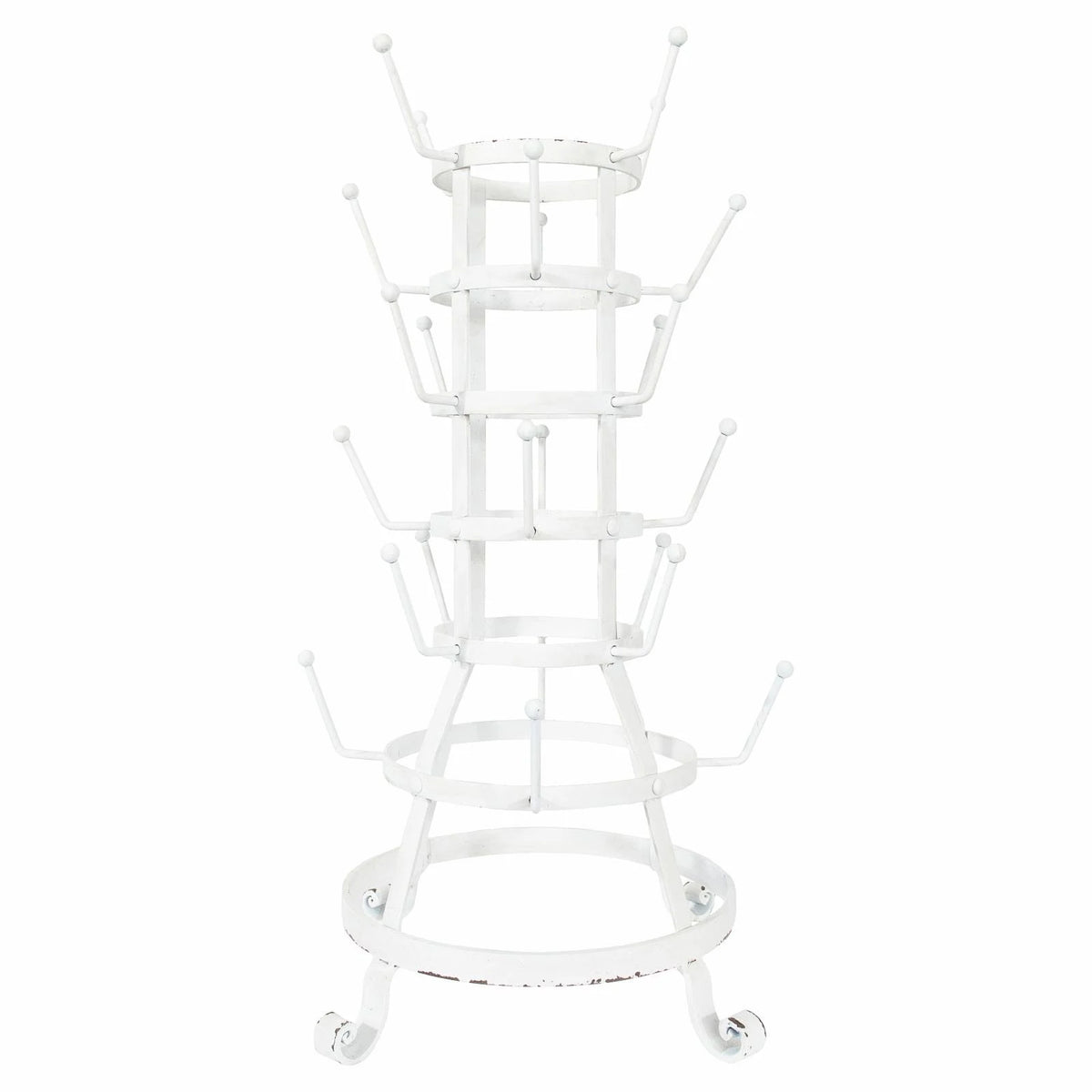 White Metal Bottle Mug Holder with 24 Hooks Y892