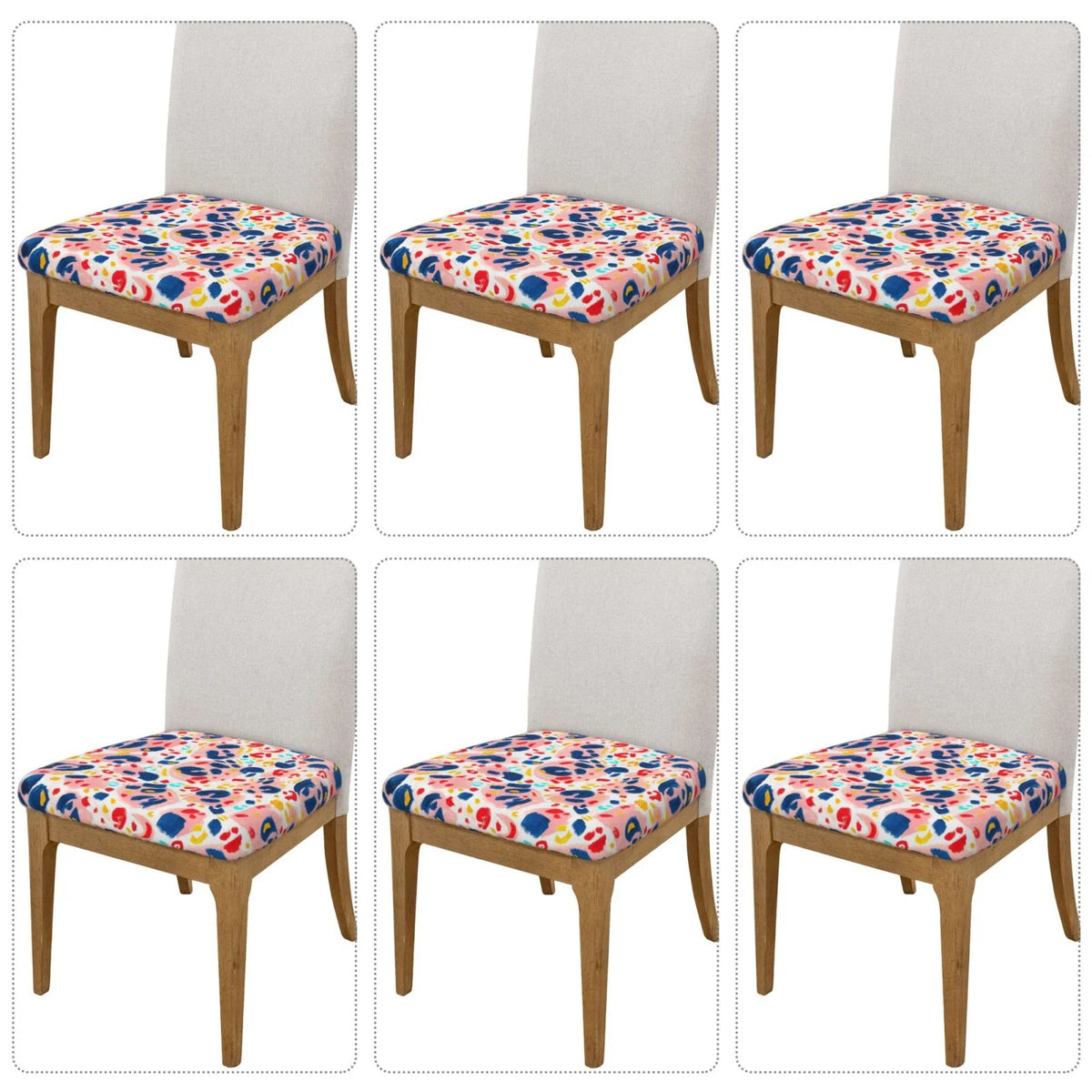 Hand Painted Leopard Print Dining Chair Seat Covers L5514