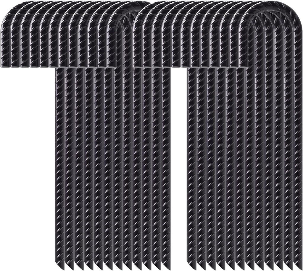 16" Heavy Duty J Hook 24 Pcs Black Steel Ground Anchors T36673