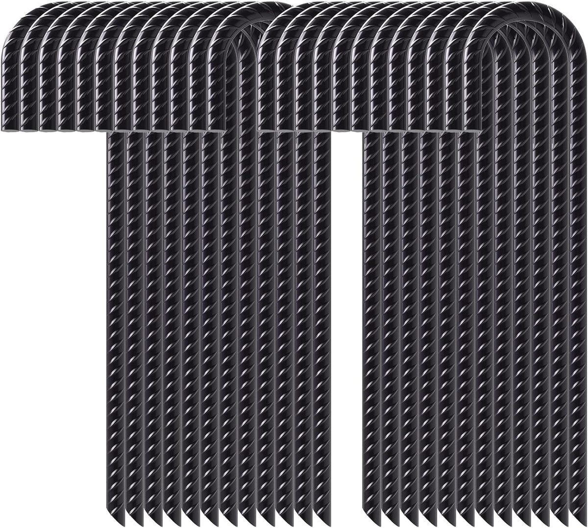 16" Heavy Duty J Hook 24 Pcs Black Steel Ground Anchors T36673