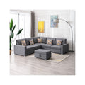 Gray Linen Fabric 6Pc Reversible Sectional Sofa with Pillows N92529