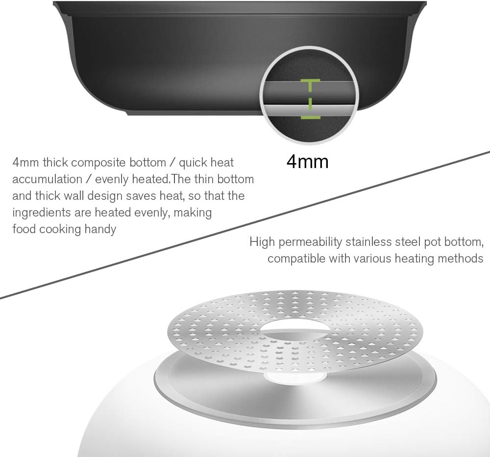 11 Inch White Non-Stick Shabu Shabu Pot with Divider O5358