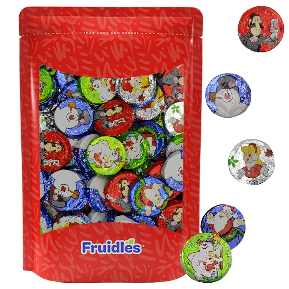 Christmas Milk Chocolate Snowman Themed Discs, Double Crisps, Individually Wrapped Foils (1 Pound) P213805