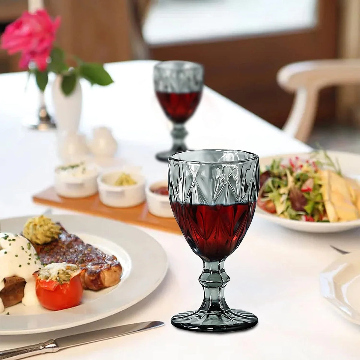 Smoke Gray 8 Ounce Wine Glass Set of 6 K88360