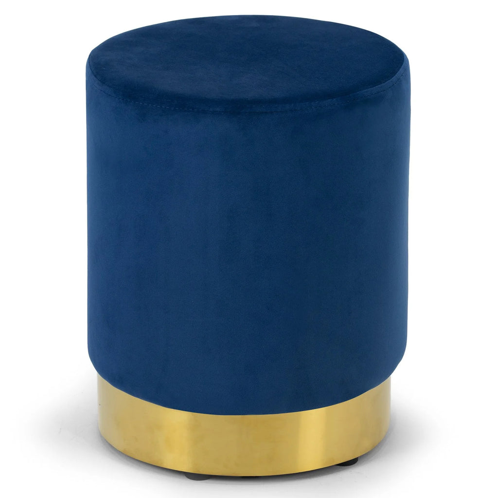 Velvet Round Ottoman with Golden Accent Base P20180