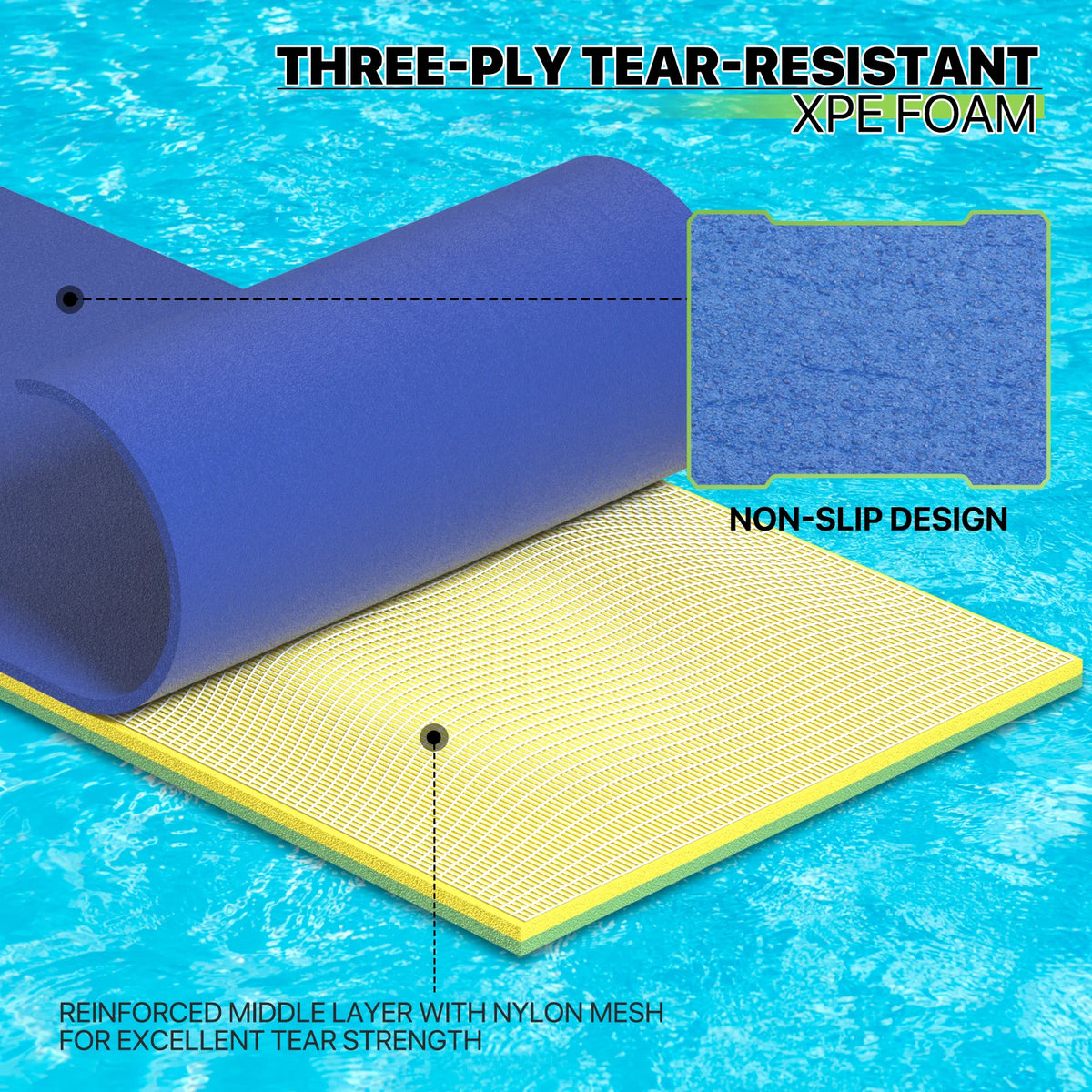 9x3FT 3-Layer Tear-Resistant XPE Foam Water Floating Pad U115875