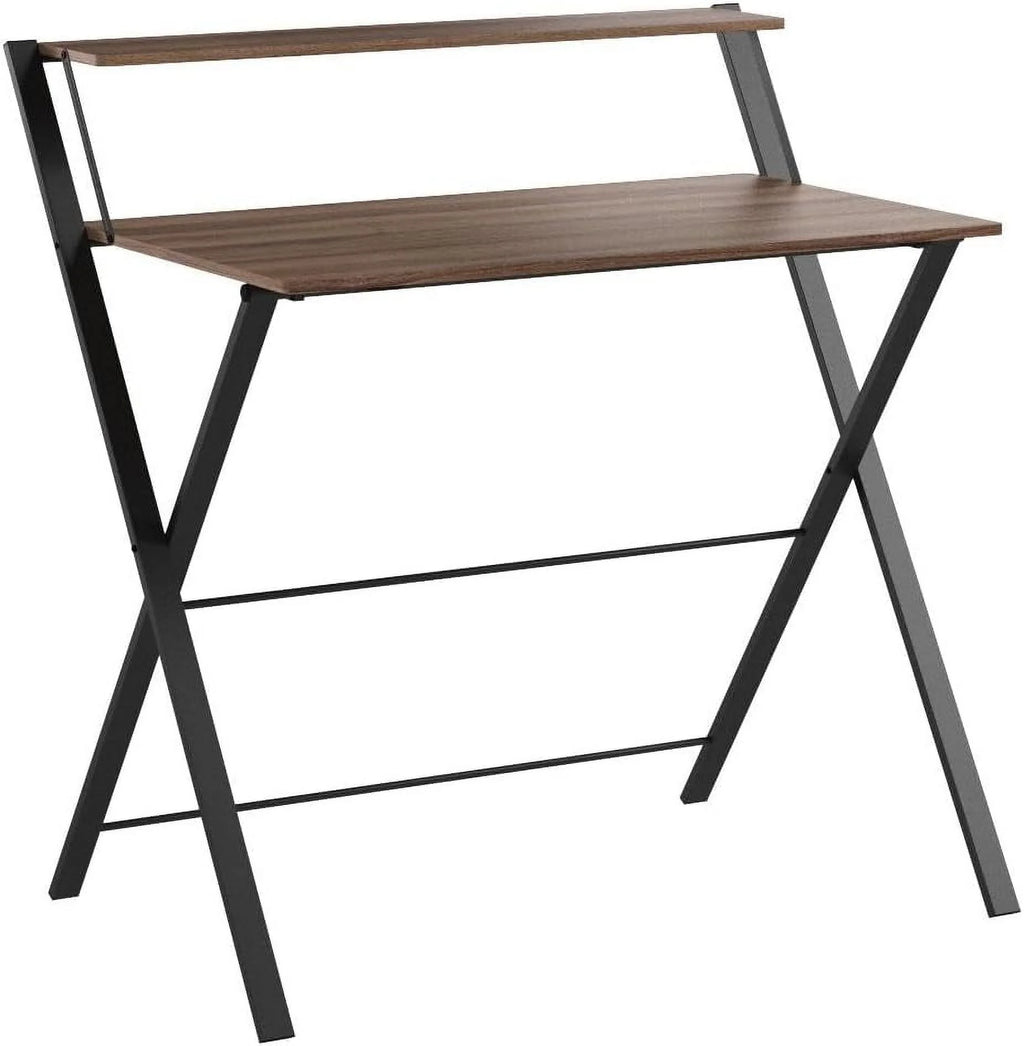 Folding Desk with 2-Tier Shelf 32 x 24.5 inch N657215