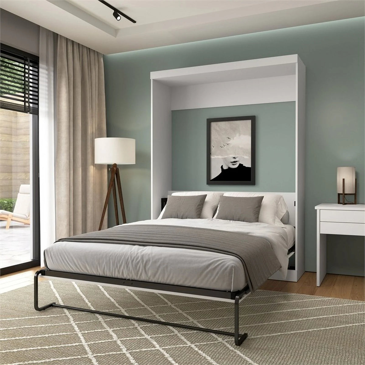 White Queen Wall Bed O589