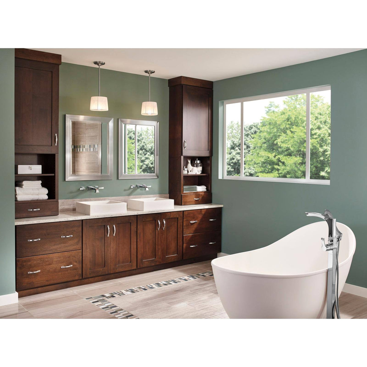 Two Handle Wall Mount Bathroom Faucet Trim Stainless N62346