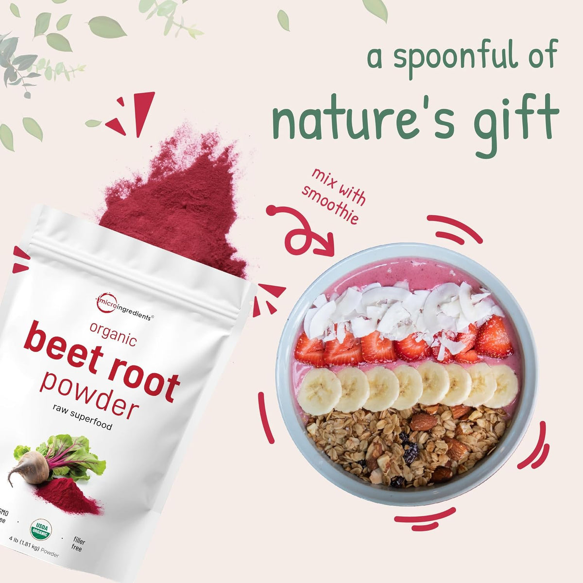 Organic Beet Root Powder, 4 Pounds B150