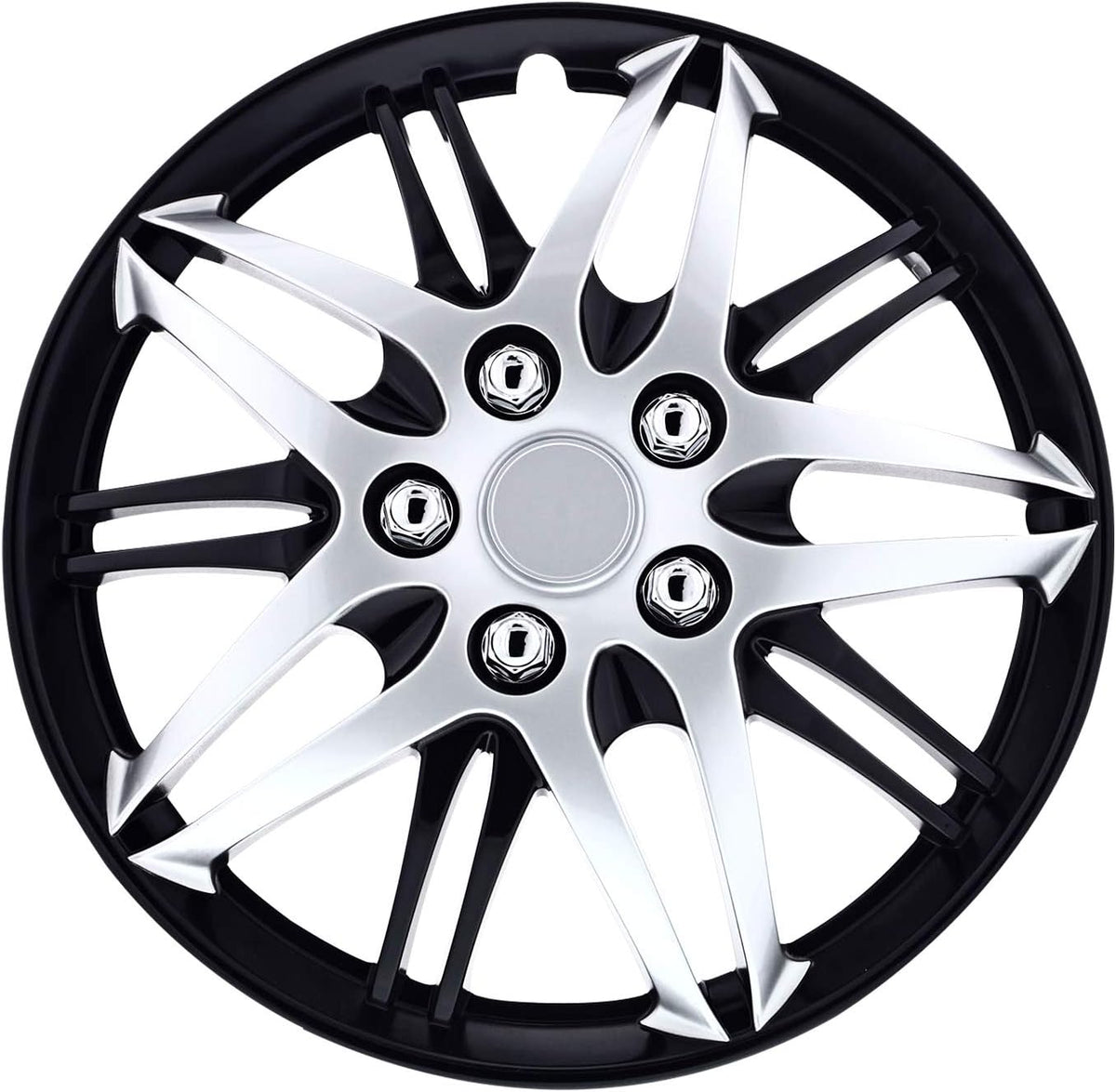 Chrome On Black Wheel Covers, Set of 4, 15" E1055