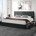 King Size Platform Bed Frame with Headboard and 4 Drawers A4224