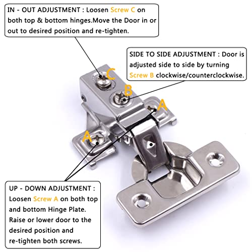 60 Pack Soft Close Stainless Steel Cabinet Door Hinges for 1/2" Partial Overlay A617697