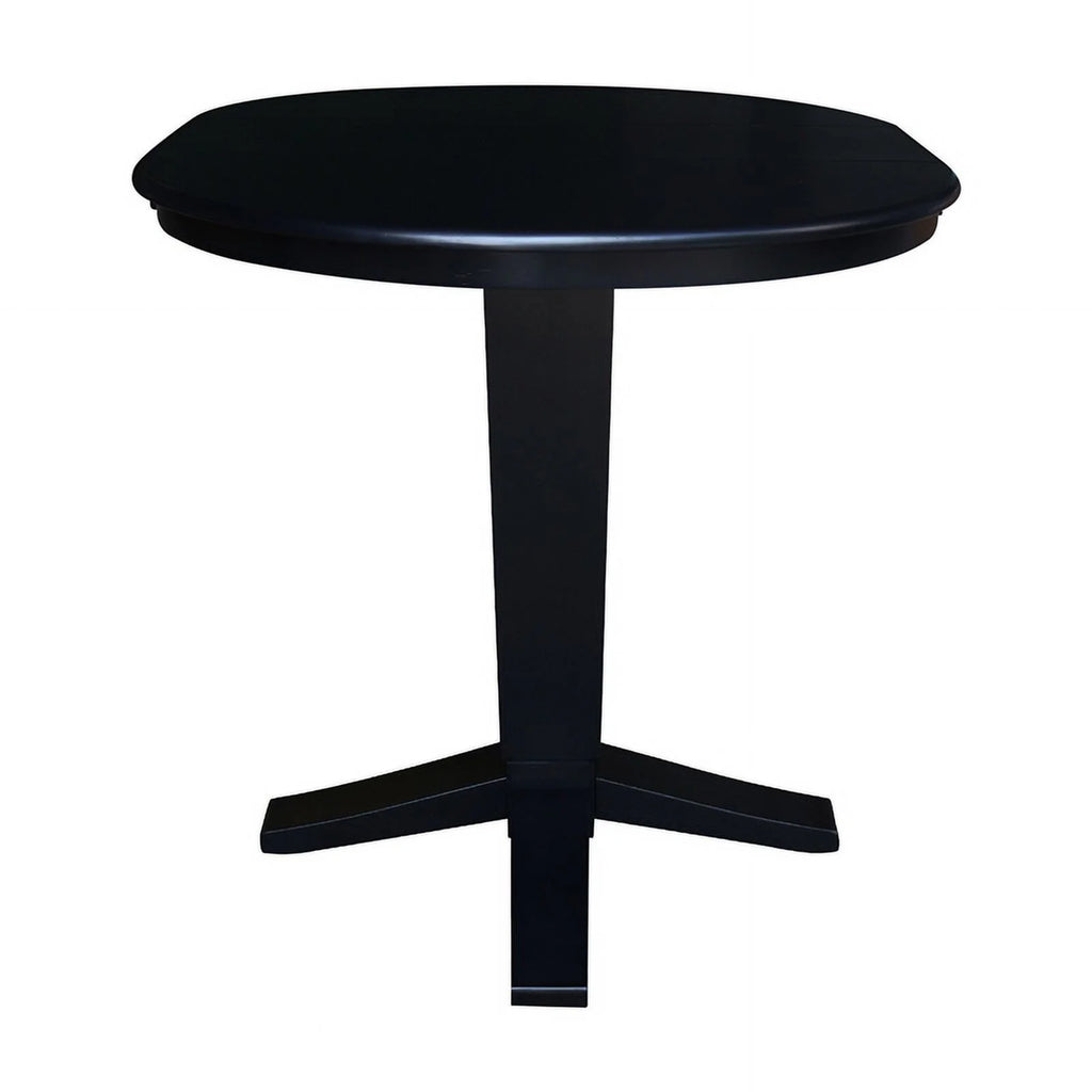 Solid Wood Round Top Pedestal Dining Table with Leaf Z55206