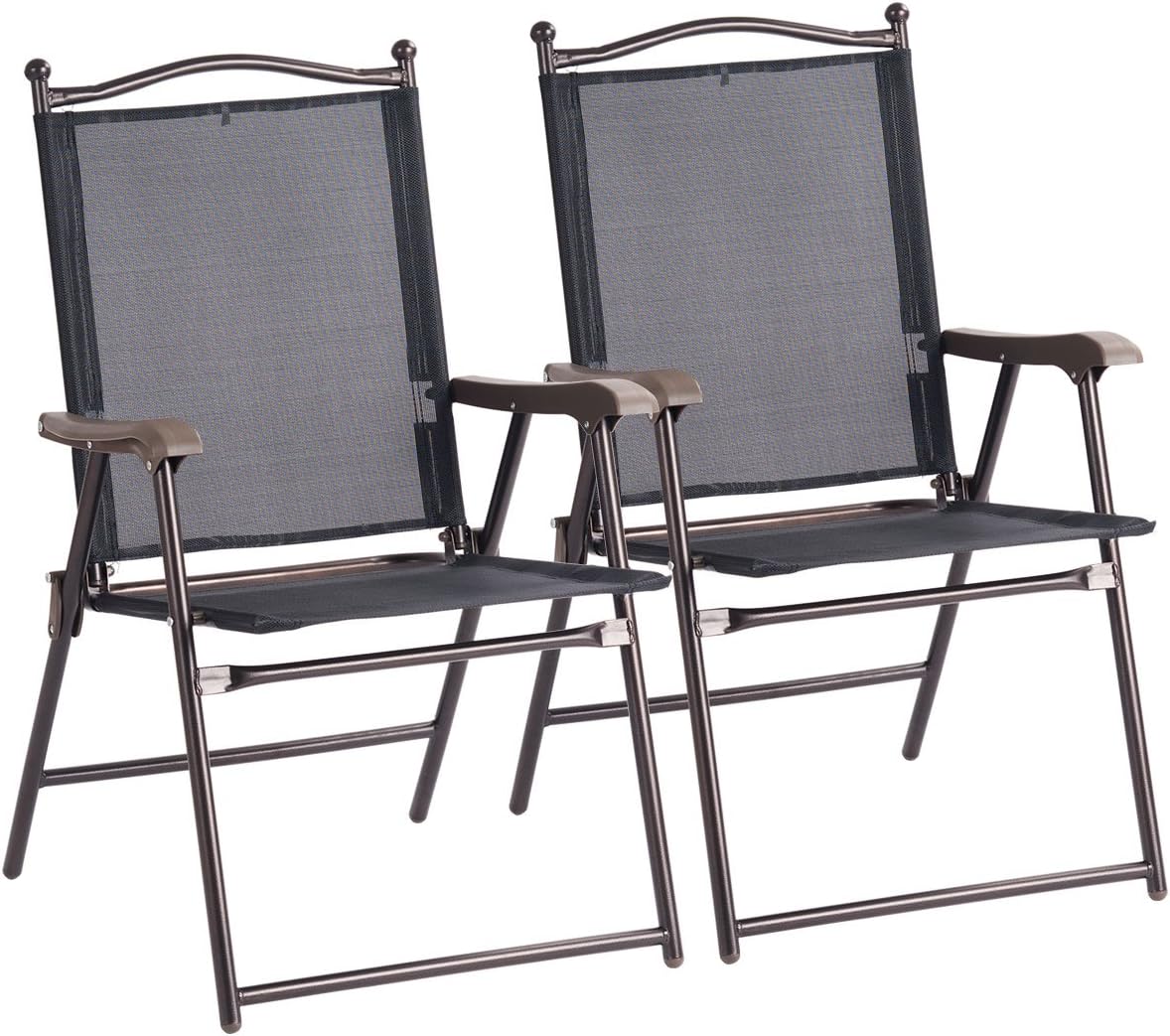 Set of 2 Yellow Metal Folding Patio Chairs L1694