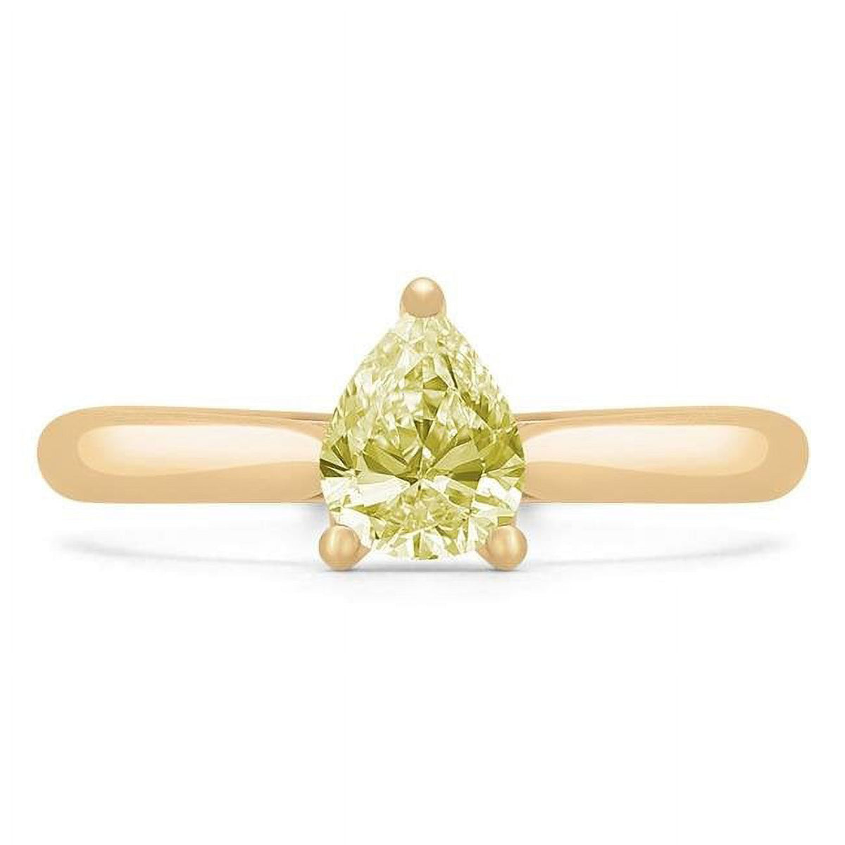 Pear Yellow Diamond Solitaire Engagement Ring in 14K Yellow Gold - Size 6.25 G147