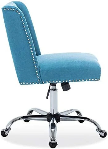 Blue Linen Upholstered Office Chair C5991