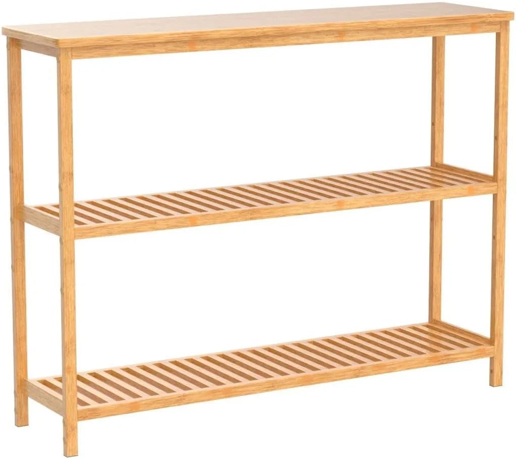 3 Tier Bamboo Console Table with Shoe Storage C944827