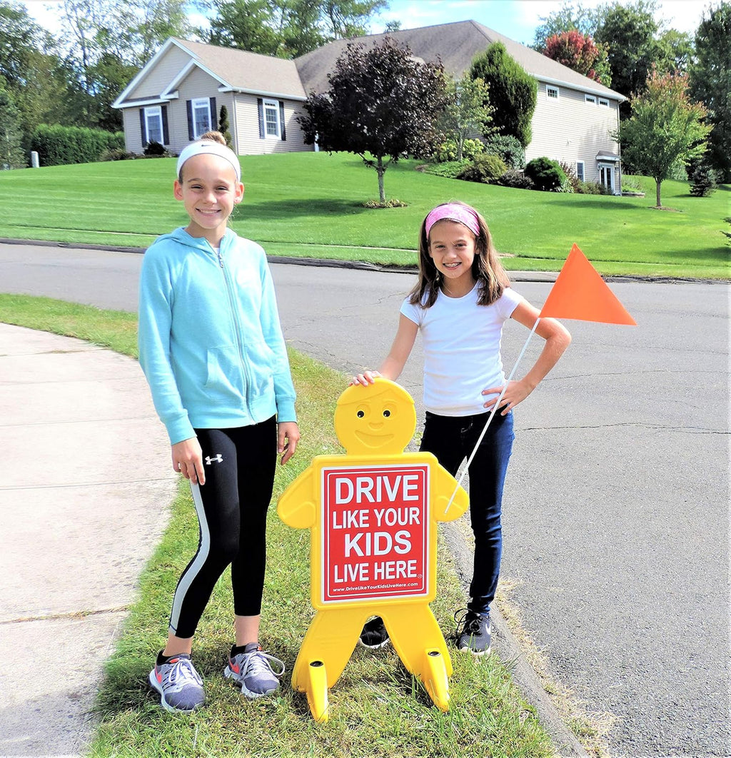 Pack of 2 Double Sided Durable Plastic Kid Caution Sign U58081