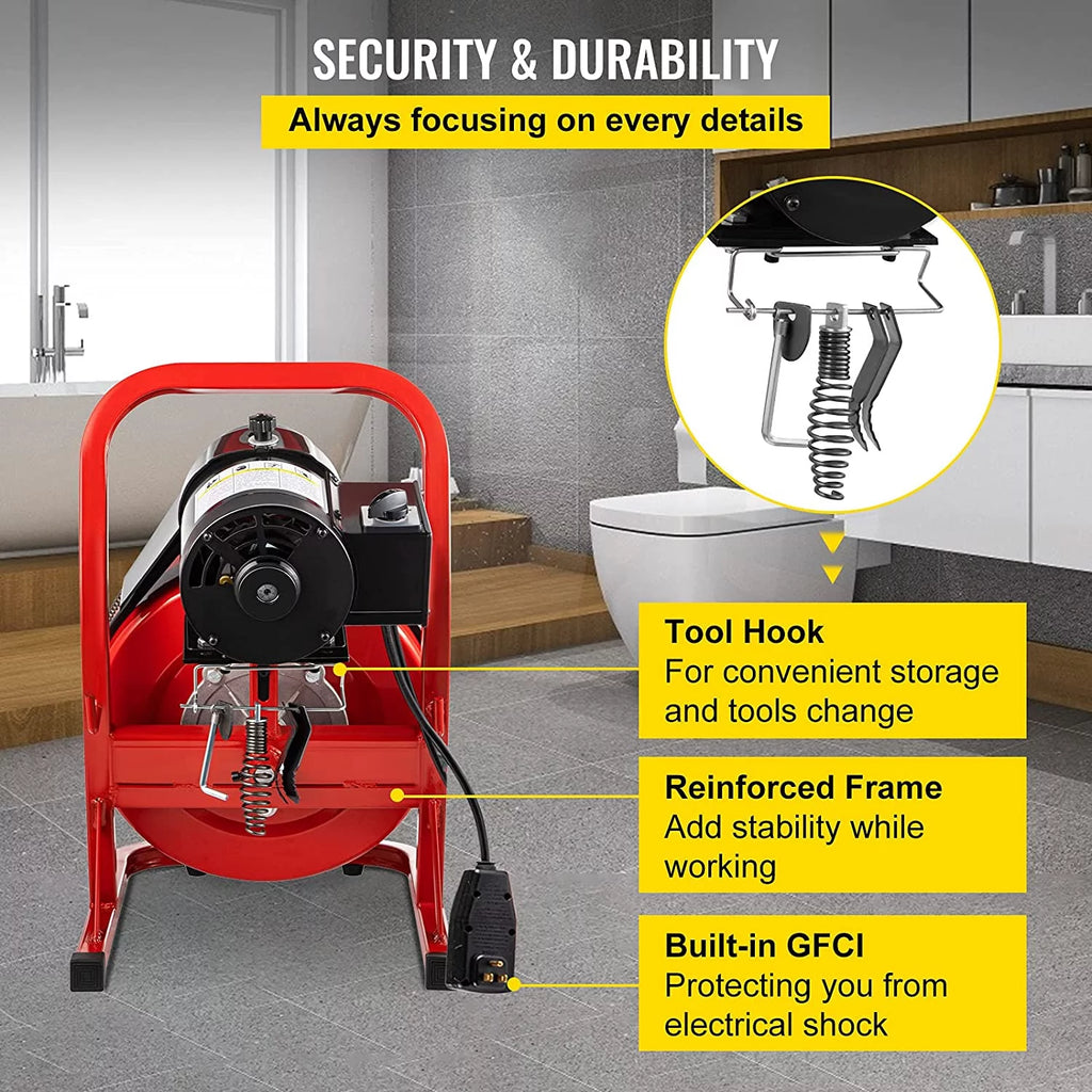 75ft x 1/2 in 370W Electric Drain Auger U4589