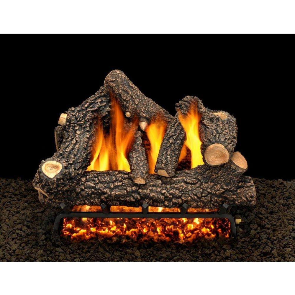 Vented Natural Gas Fireplace Log Set with Complete Kit, Match Lit H358719