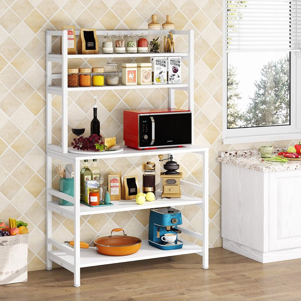 White 5-Tier Kitchen Bakers Rack with Storage B949339