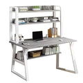 White 39 inch Wooden Computer Desk with Hutch and Bookshelf F37895