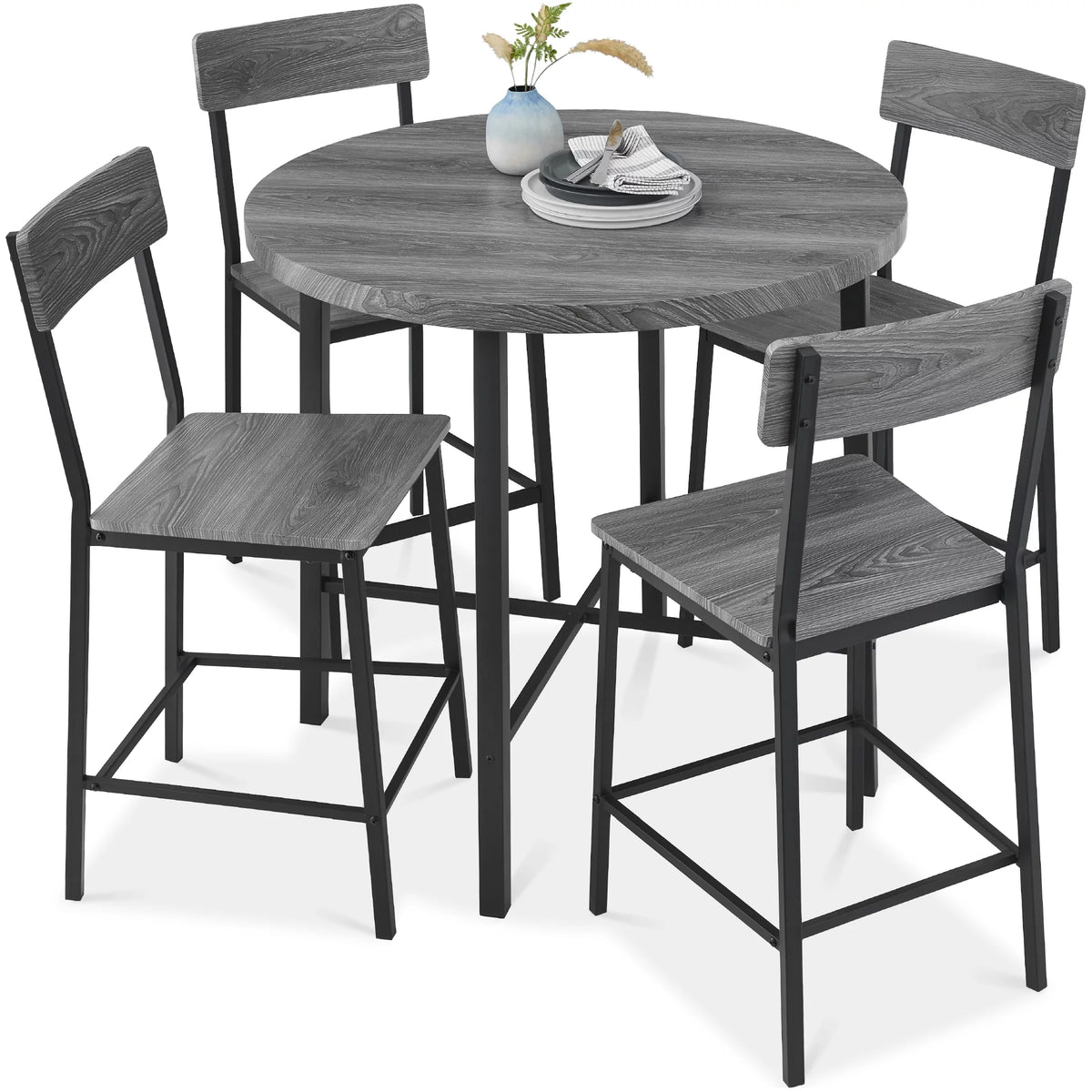 5-Piece Round Counter Height Dining Set with 4 Chairs E557