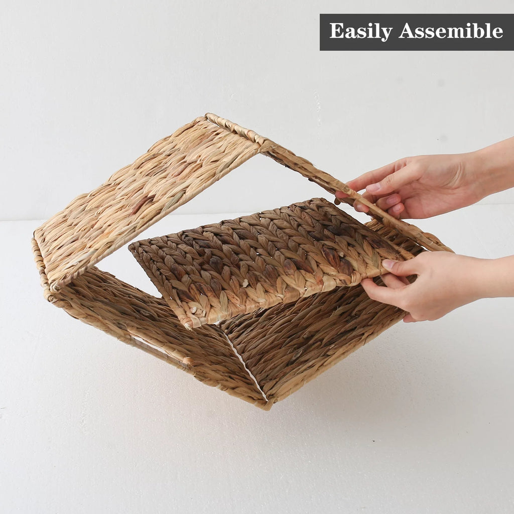 12x12x12 4 Pack Water Hyacinth Wicker Cube Storage Baskets M5571
