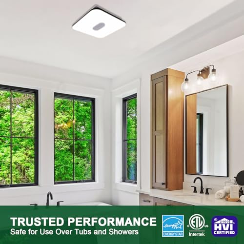 Black 90 CFM 1.5 Sones Bathroom Exhaust Fan with Light H70964