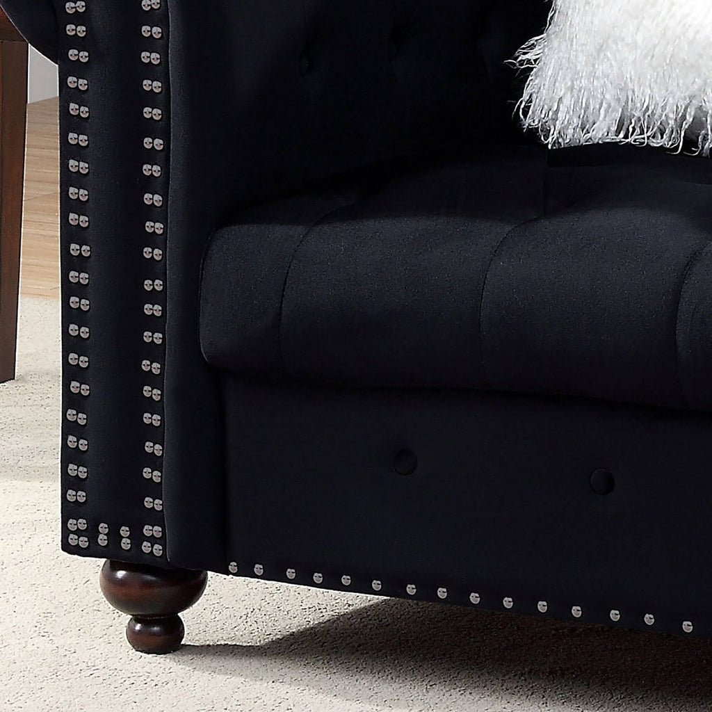 Black Tufted Fabric Chair B751