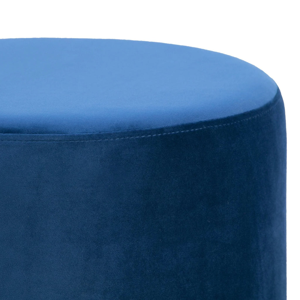 Velvet Round Ottoman with Golden Accent Base P20180