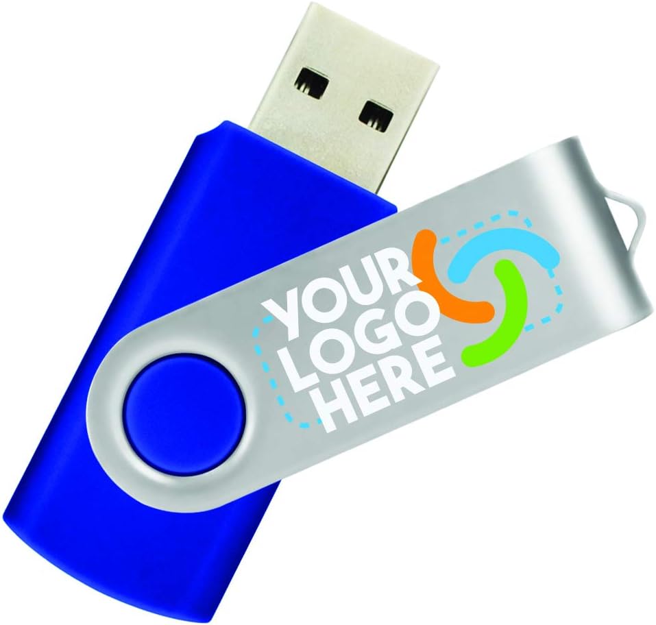 Blue Body/Silver Clip 500 Pack Custom USB Flash Drives W70095