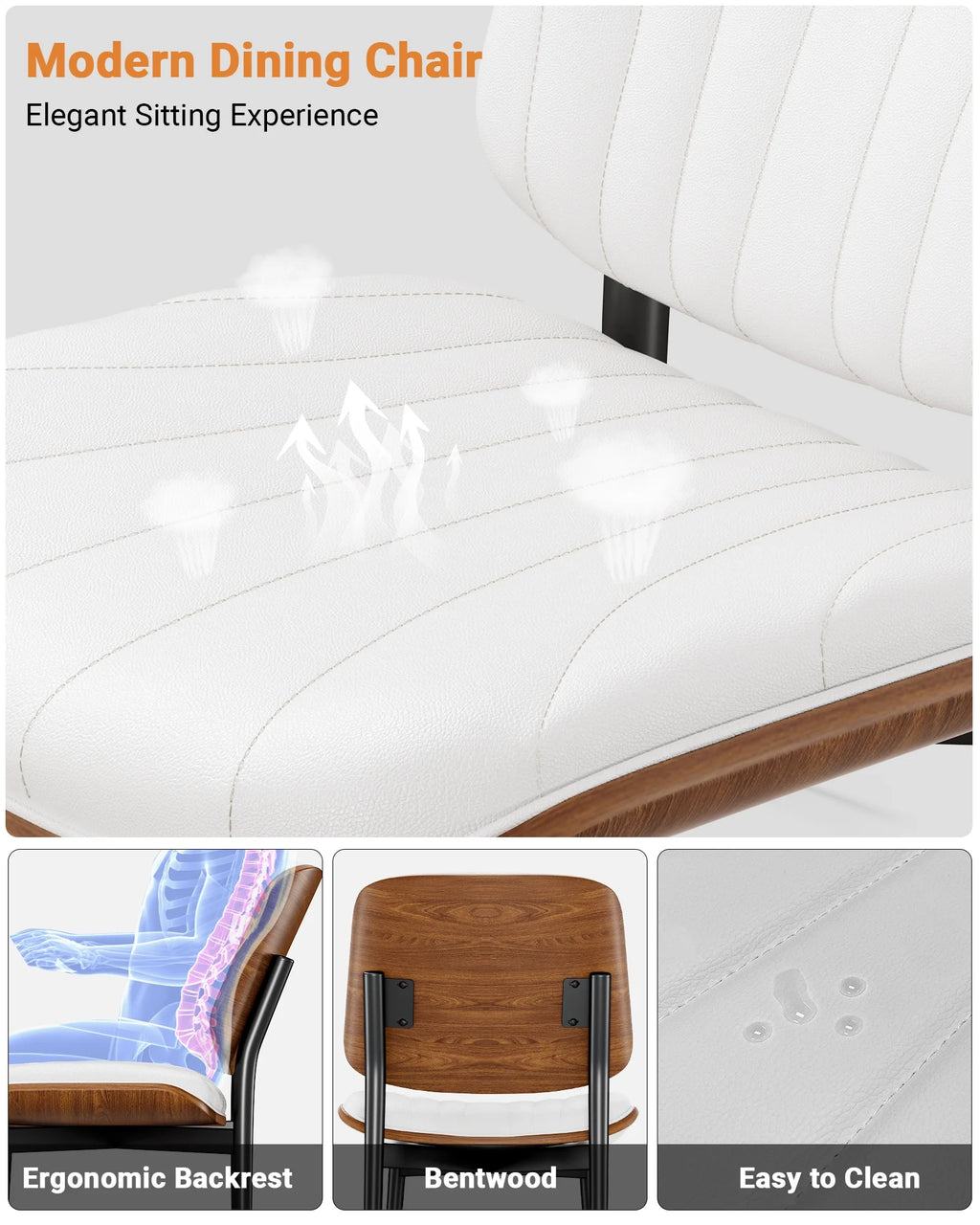 White Set of 6 Faux Leather Dining Chairs T954